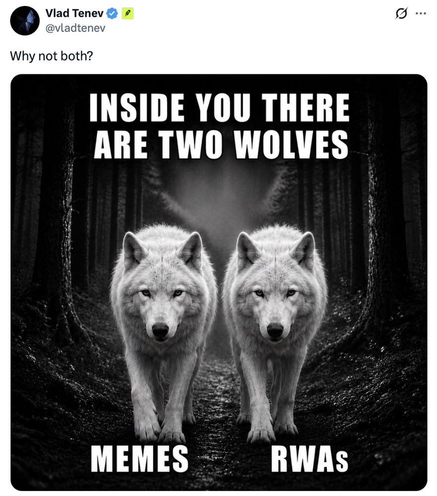 Vlad Tenev’s “two wolves” post on X